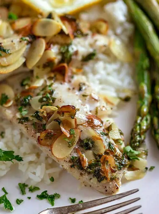 Baked Rockfish Almondine