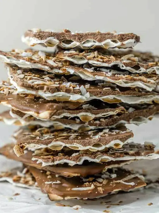 Chocolate Covered Matzo with Coconut