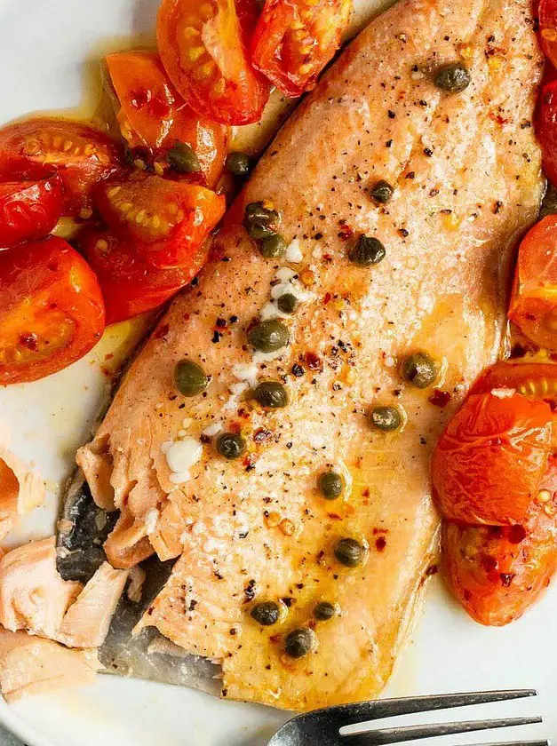 Baked Rainbow Trout with Tomatoes and Capers