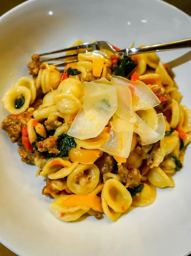 Orecchiette Pasta with Sausage and Bell Peppers