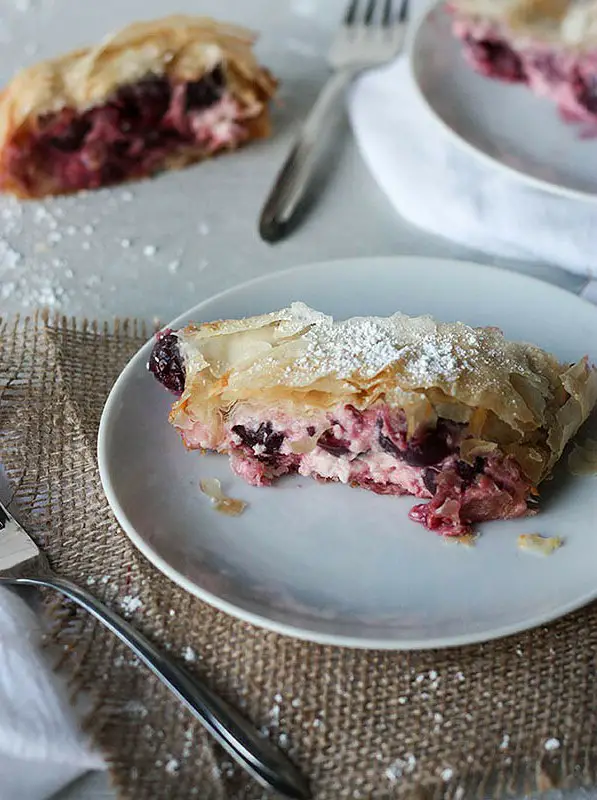 Cheese and Cherry Strudel