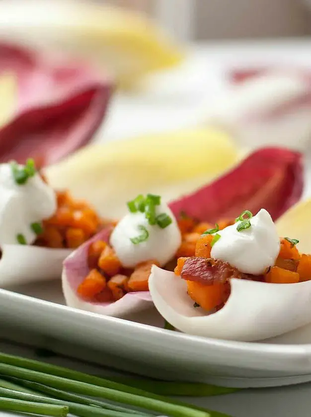 Endive Spears with Sweet Potato, Bacon and Chives