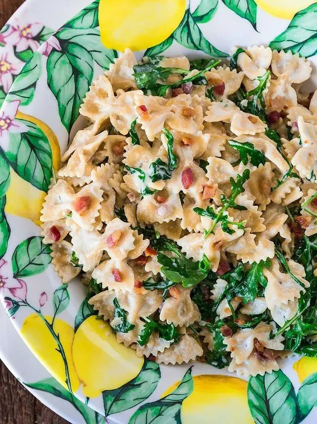 Farfalle with Pancetta, Arugula and Lemon Cream Sauce