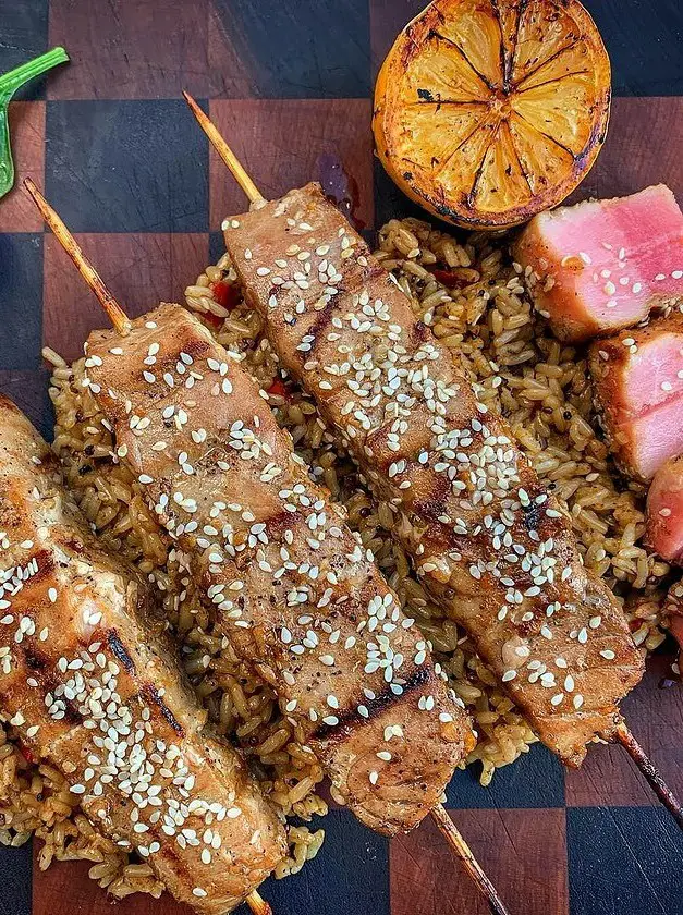 Wood-Fired Oven Grilled Teriyaki Tuna Skewers