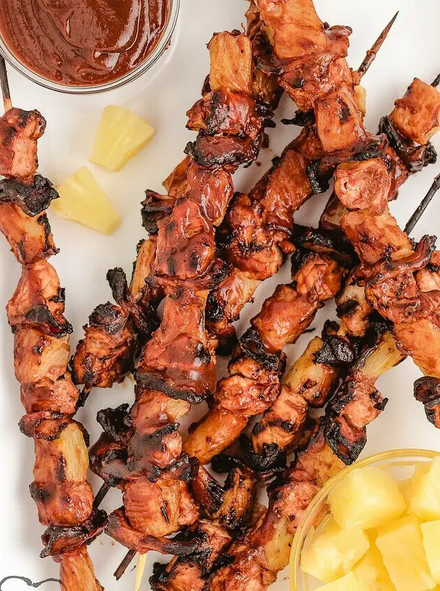 BBQ Chicken Kabobs with Bacon and Pineapple