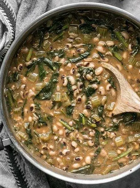 Slow Simmered Black Eye Peas and Greens