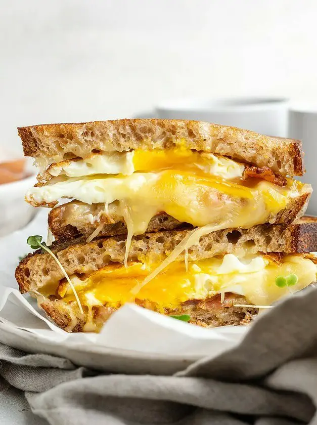 Fried Egg Sandwich with Cheese and Bacon