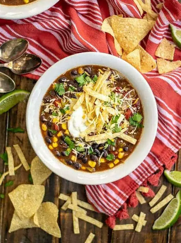 Slow Cooker Black Bean Tortilla Soup