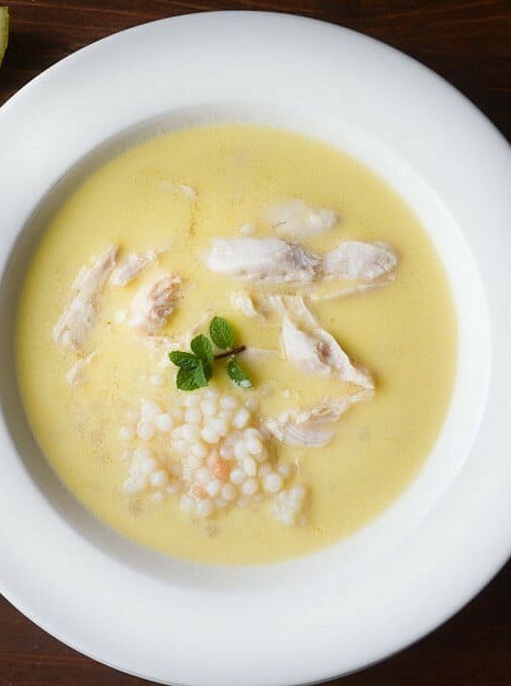 Lemon Soup with Chicken and Israeli Couscous