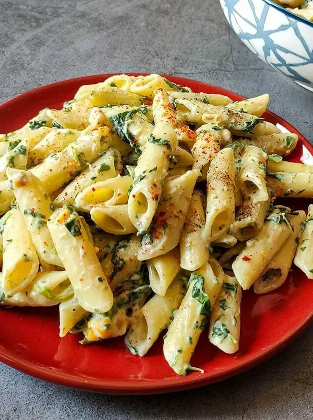 Cream Cheese Pasta with Corn and Spinach