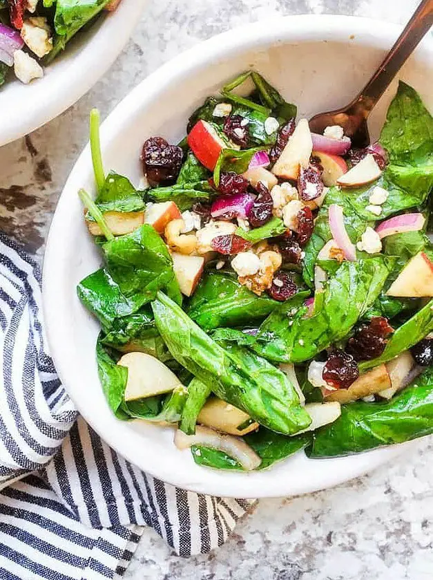 Spinach Apple Salad with Honey Balsamic Vinaigrette