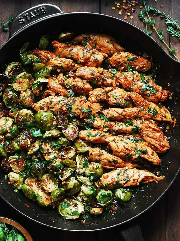 Lemon Garlic Butter Chicken and Brussels Sprouts