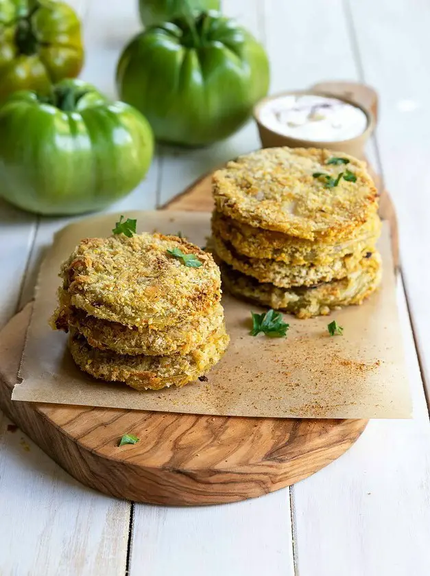 Vegan (Fried) Baked Green Tomatoes