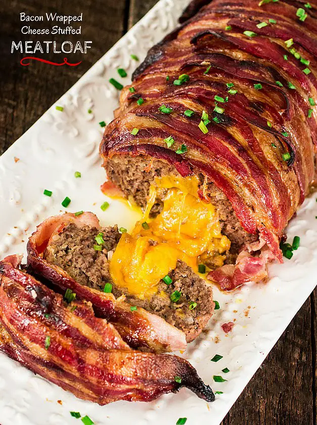 Bacon Wrapped Cheese Stuffed Meatloaf