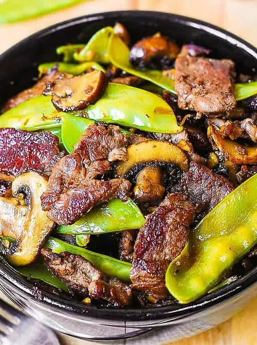 Asian Beef with Mushrooms & Snow Peas