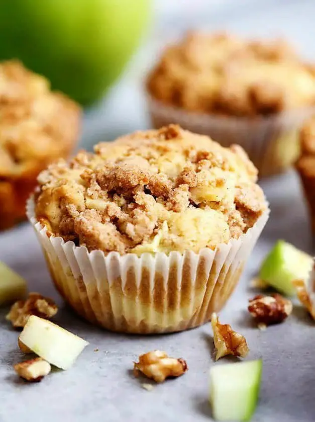 Apple Cream Cheese Crumb Muffins