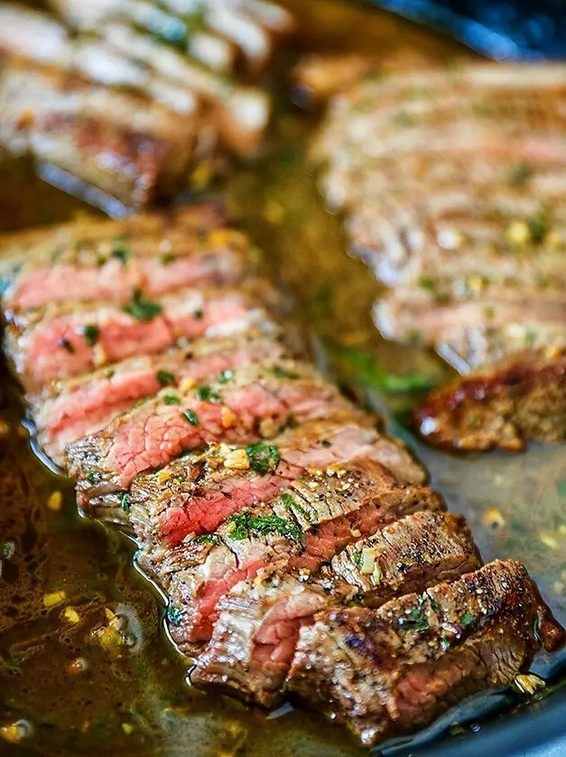 Garlic Butter Skillet Flank Steak