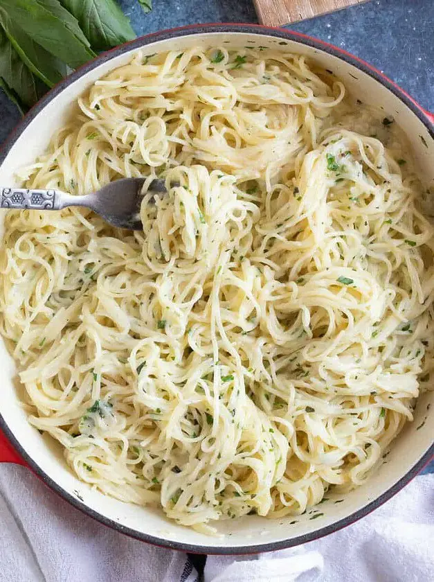 Easy Angel Hair Pasta with Garlic & Herbs