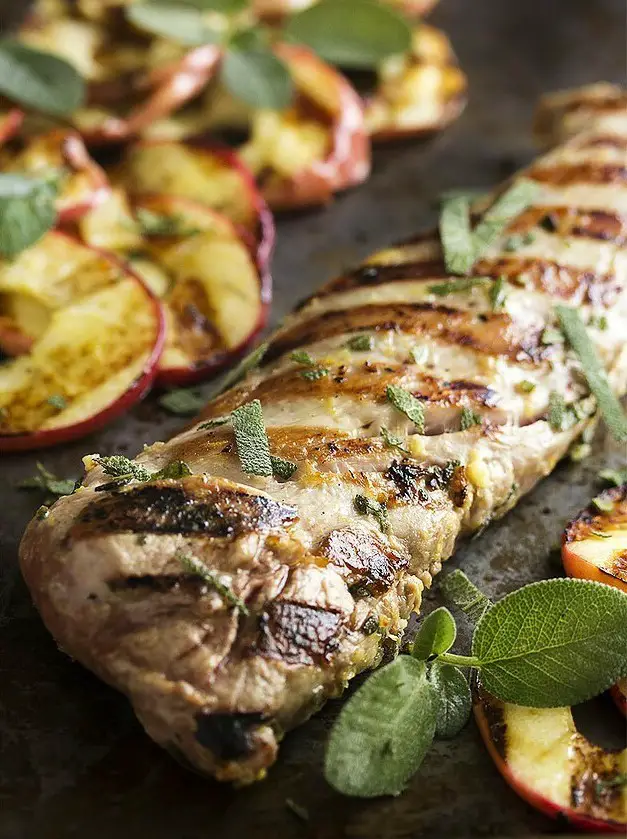 Grilled Pork Tenderloin with Apples and Sage