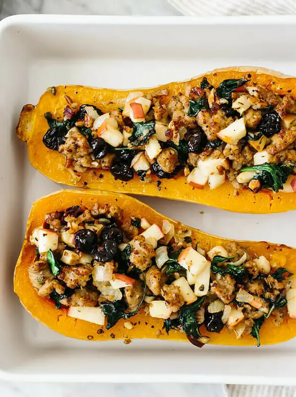 Apple Sausage Stuffed Butternut Squash