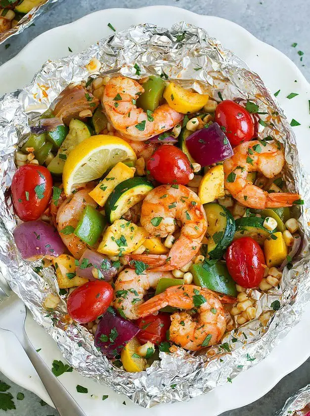 Shrimp and Summer Veggie Foil Packs