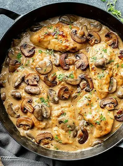 Skillet Chicken and Mushroom Wine Sauce