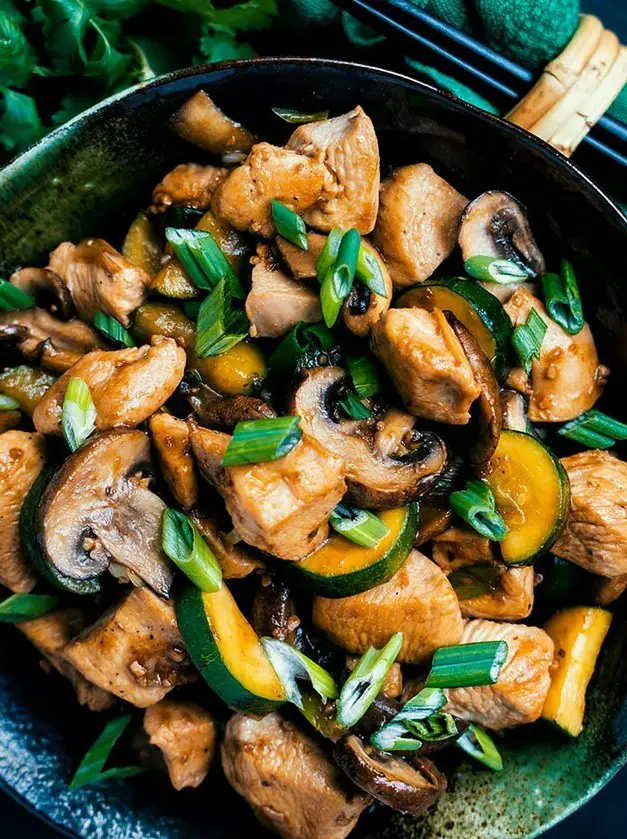 Chicken, Zucchini, and Mushroom Stir-Fry