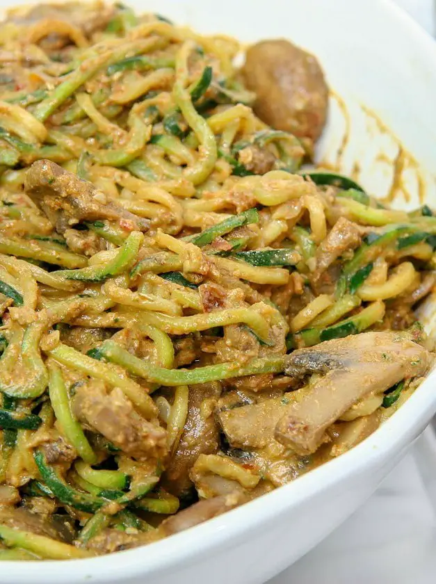 Zoodles with Sun Dried Tomato & Walnut Pesto