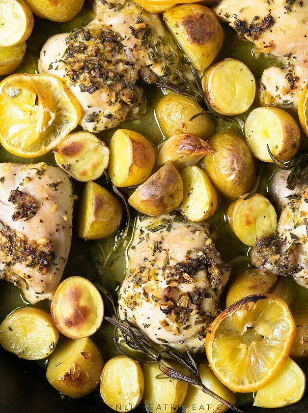 One Pan Lemon Rosemary Chicken and Potatoes