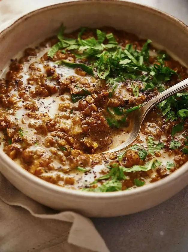 Vegan Lentil Soup with Coconut Milk and Sumac