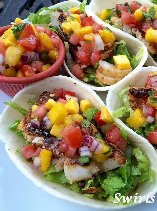 Fish Tacos with Mango Pico de Gallo