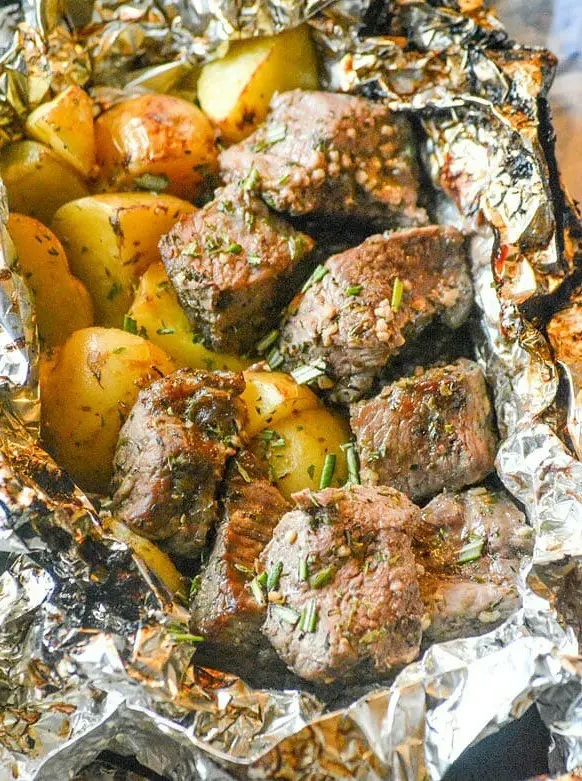 Grilled Butter Garlic Steak & Potato Foil Pack Dinner