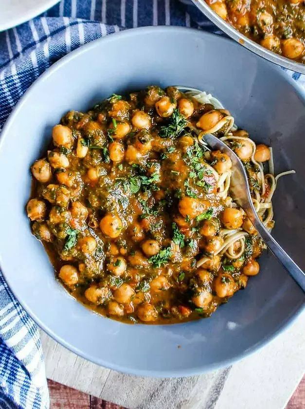 Coconut Chickpeas, Tomatoes and Greens