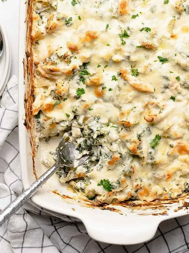 Creamy Spinach Artichoke Chicken Casserole