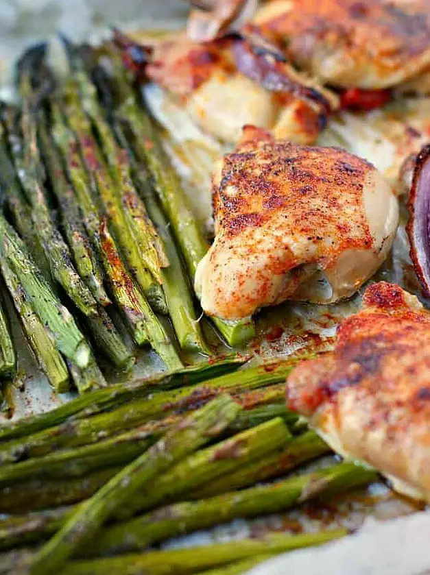 Sheet Pan Chicken Thighs with Asparagus