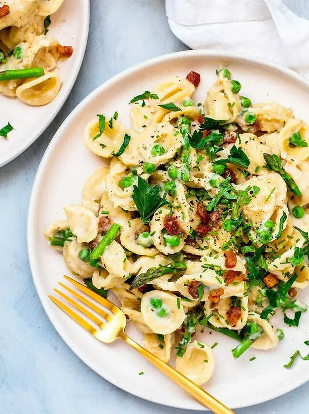 Asparagus, Peas, and Pancetta Pasta