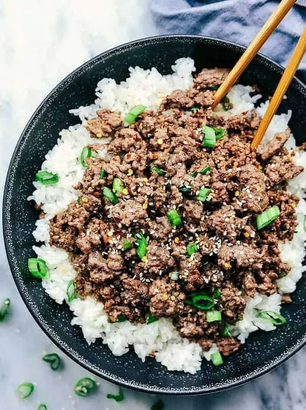 Korean Ground Beef and Rice Bowls