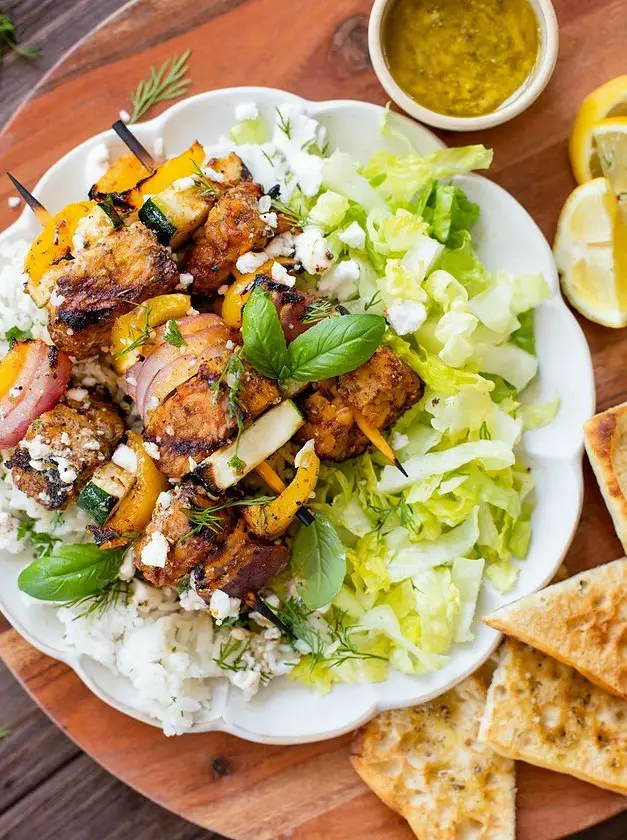 Greek Tempeh Skewer Bowls