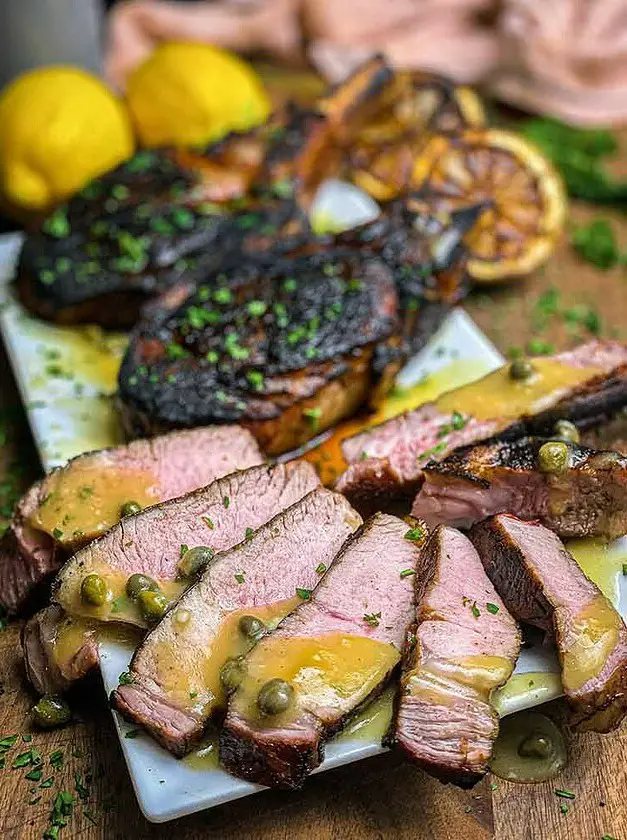 Grilled Veal Chops with Piccata Sauce