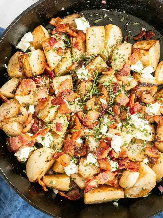 Roasted Turnips with Bacon and Goat Cheese