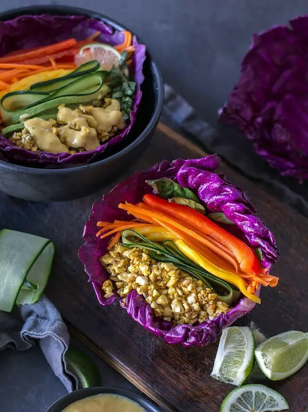 Raw Cashew Mango Cabbage Wrap