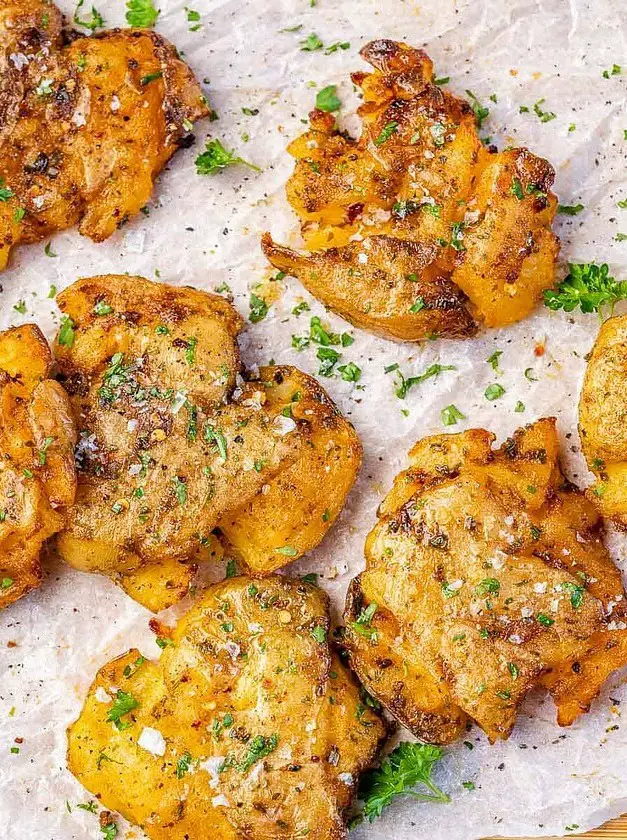 Garlic Crispy Smashed Potatoes