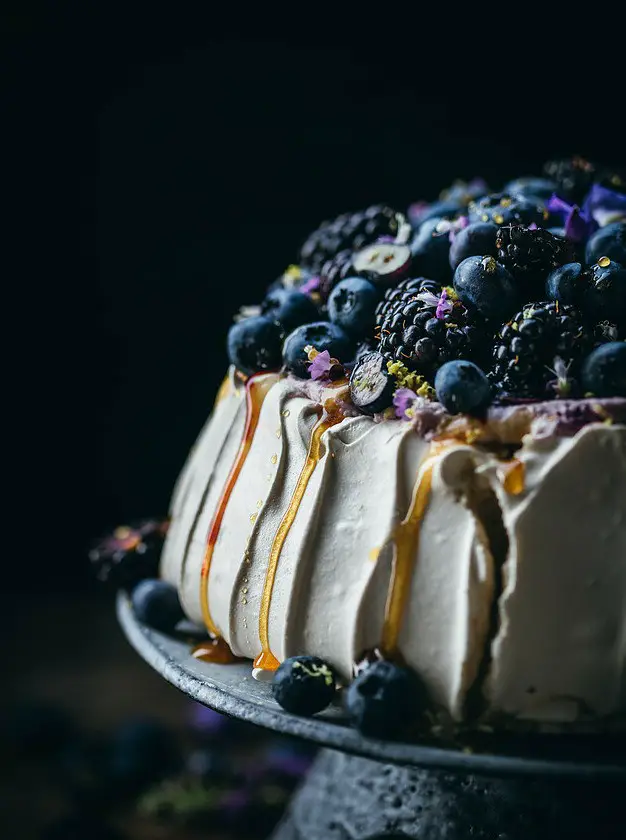 Blackberry Pavlova with Cardamom