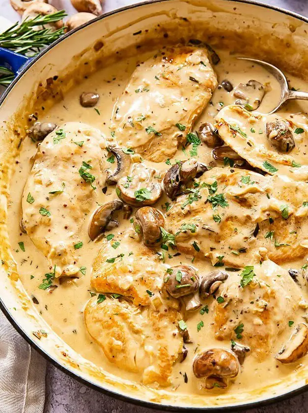 Chicken with Garlic Mushroom Sauce