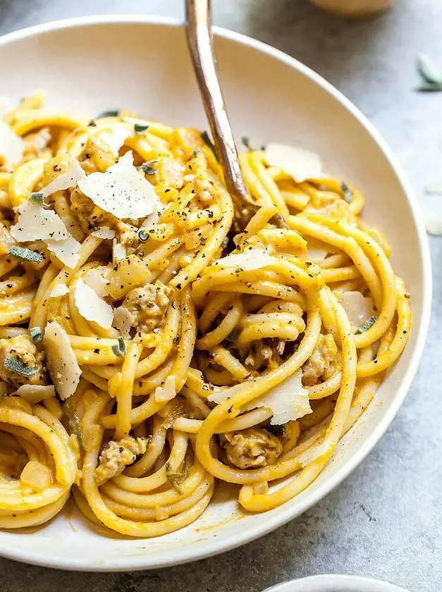 Pumpkin Pasta with Turkey Sausage