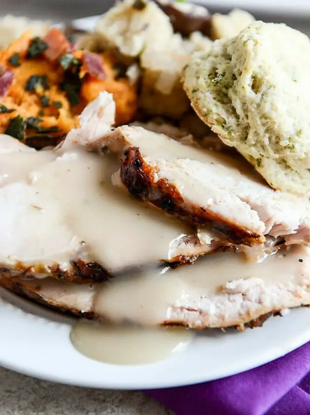 Applewood Smoked Turkey Breast with Cider Bourbon Gravy