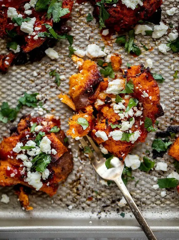 Smashed Chili Sweet Potatoes