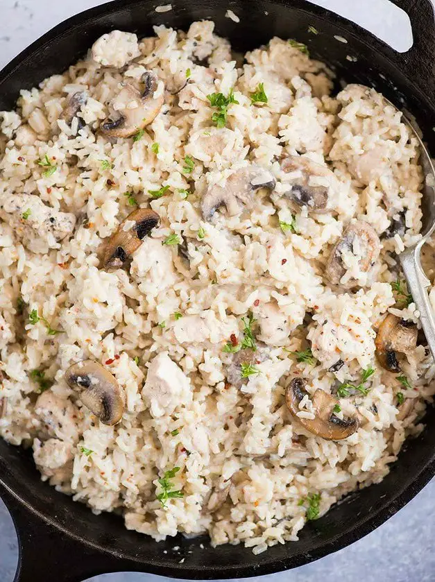 Creamy Parmesan Mushroom Chicken and Rice