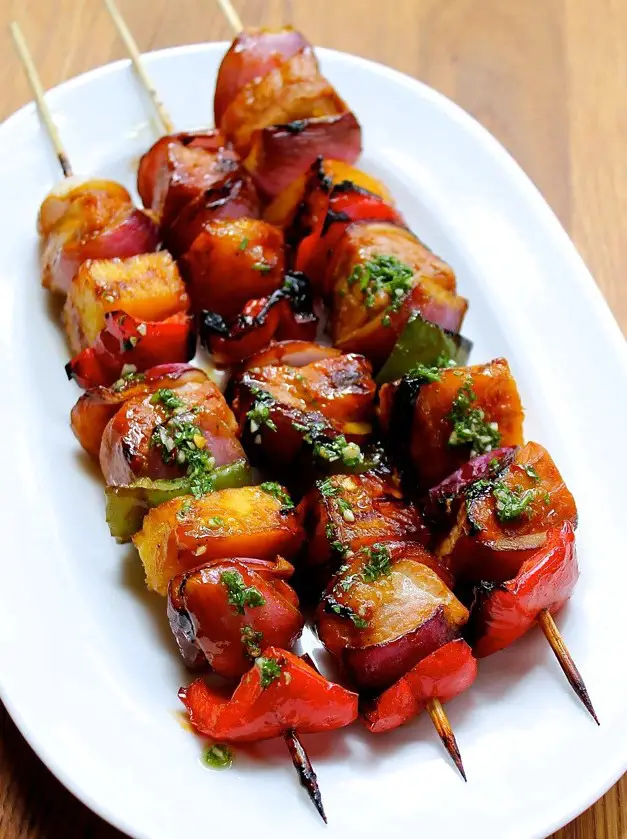 Grilled Pork & Pineapple Skewers with Chimichurri