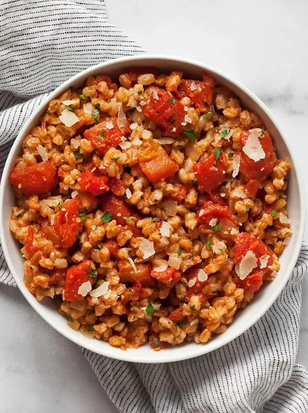 Baked Tomato Farro Risotto